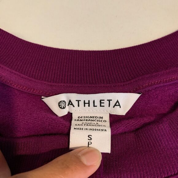 Athleta Sweatshirt Womens S Small Eggplant Balanced Henley Dropped Shoulder - Picture 7 of 12